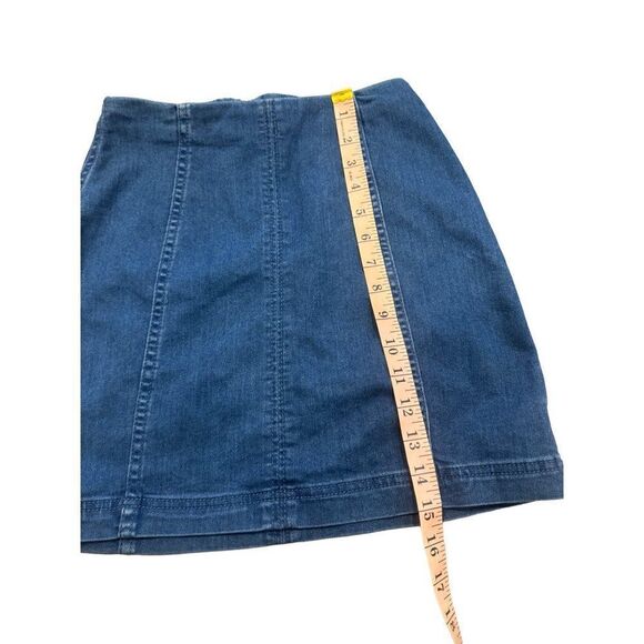 Free People Modern Femme Denim Skirt Jean Size 2 Center Seam A Line - Picture 3 of 6